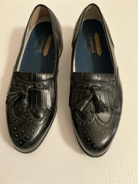 Florsheim Black Leather Tassel Kiltie Brogue Loafers - Men